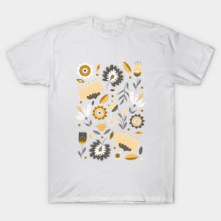 Floral Folk Art in Mustard Yellow T-Shirt